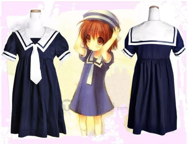 Clannad Okazaki Ushio White Black Sailor Cosplay Costume 2