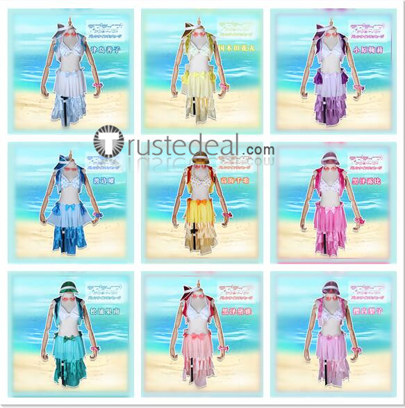 Love Live Sunshine Aqours Chika Dia Riko Kanan Ruby Yoshiko You Mari Summer Bikini Swimsuit Cosplay Costumes