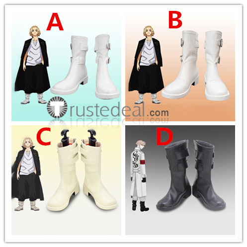 Tokyo Revengers Manjiro Sano Takashi Mitsuya Chifuyu Matsuno Ken Ryuguji Seishu Inui Cosplay White Black Shoes Boots