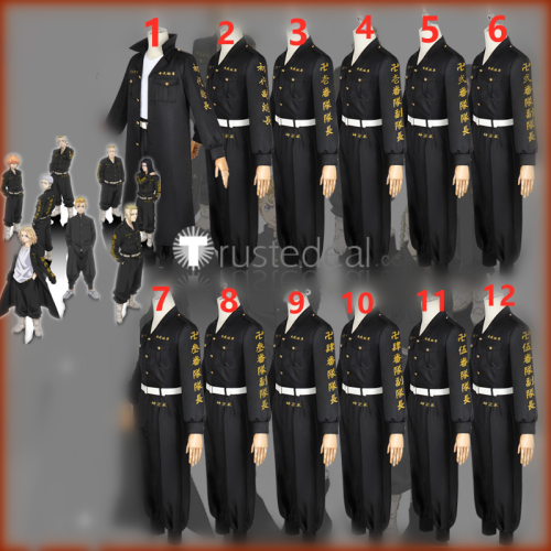 Tokyo Revengers Manjiro Sano Ken Ryuguji Takashi Mitsuya Chifuyu Matsuno Tokyo Manji Gang Captian and Vice-captain Black Uniform Cosplay Costumes
