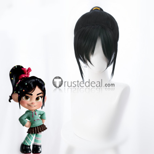 Wreck It Ralph Princess Vanellope Black Ponytail Cosplay Wig