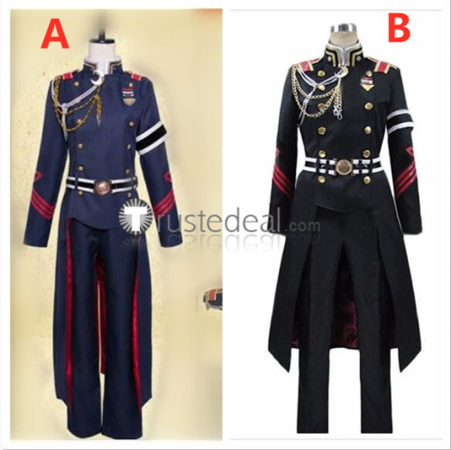 Seraph of the End Owari no Serafu Kureto Hiragi Military Uniform Black Blue Cosplay Costumes
