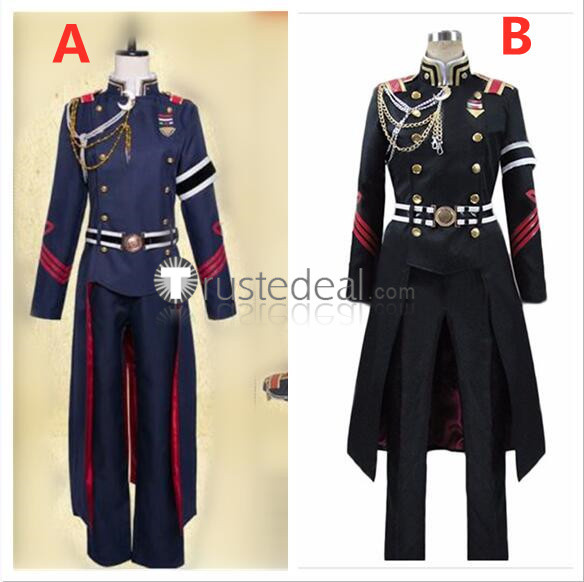 Seraph of the End Owari no Serafu Kureto Hiragi Military Uniform Black Blue Cosplay Costumes
