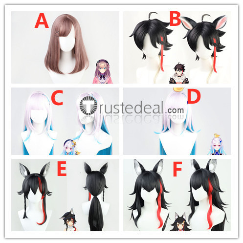 Vtuber Virtual YouTuber Ookami Mio Lize Helesta Saegusa Akina Suzuhara Lulu Black Silver Red Cosplay Wigs