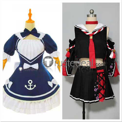 Vtuber Virtual YouTuber Minato Aqua Blue White Ookami Mio Cosplay Costumes