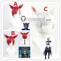 Final Fantasy XIV Miqo'te Y'shtola Rhul G'raha Tia Silver Red Cosplay Wigs Ears