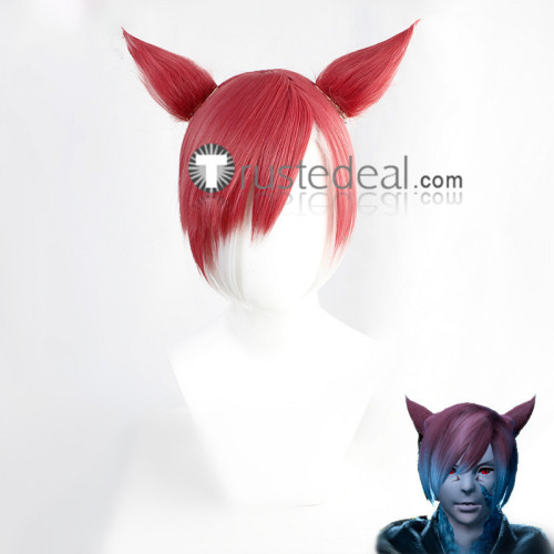 Final Fantasy XIV Miqo'te Y'shtola Rhul G'raha Tia Silver Red Cosplay Wigs Ears