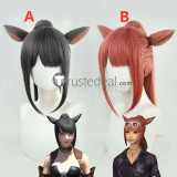 Final Fantasy XIV 14 Catgirl Red Black Brown White Cosplay Wigs Ponytail Ears