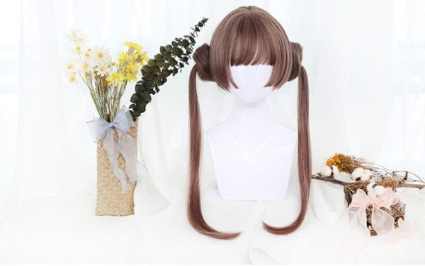 Dango Lolita Wig with 2 Buns Ponytails