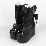 Angelic Imprint- Gothic Winter Velvet Lolita Short Boots - 2 Ways