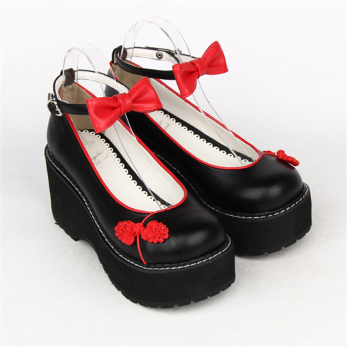 Angelic Imprint- Beautiful Bow Embroidery Qi Lolita High Platform Shoes