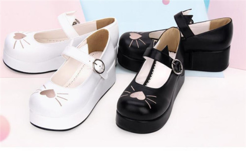 Angelic Imprint- Heart Shaped Embroidery -Sweet Lolita Shoes