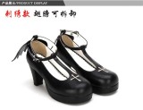 Angelic Imprint- Gothic T-shaped Straps Lolita Heels Shoes with Detachable Angel Wings