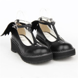 Angelic Imprint- Sweet T-shaped Straps Lolita High Platform Shoes with Detachable Angel Wings
