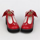Angelic Imprint- Sweet T-shaped Straps Lolita High Platform Shoes with Detachable Angel Wings