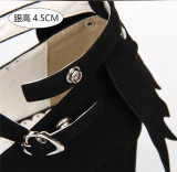 Angelic Imprint- Sweet T-shaped Straps Lolita Square Heel Shoes with Detachable Angel Wings