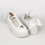 Angelic Imprint- Sweet T-shaped Straps Lolita High Platform Shoes with Detachable Angel Wings