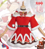 Genshin Impact Barbara Santa Red Christmas Holiday Cosplay Costume