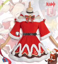 Genshin Impact Barbara Santa Red Christmas Holiday Cosplay Costume