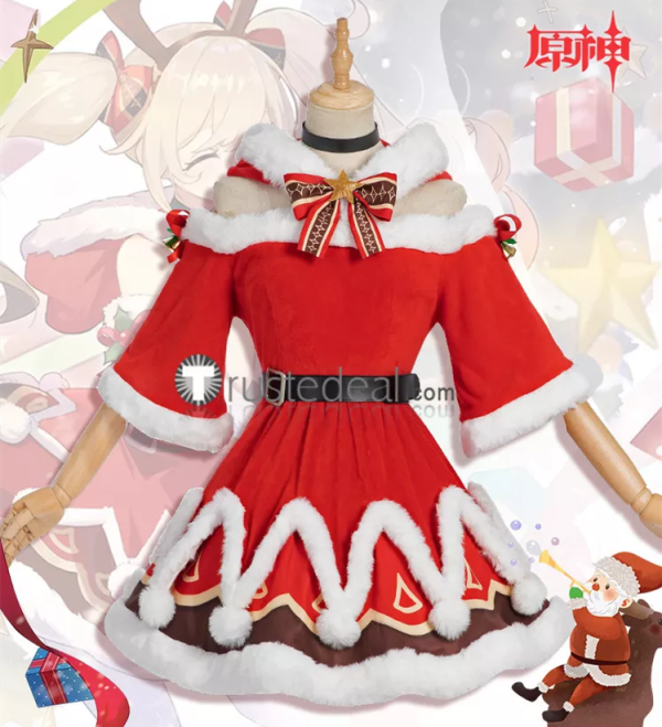 Genshin Impact Barbara Santa Red Christmas Holiday Cosplay Costume