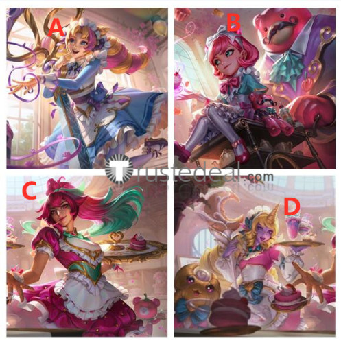 League of Legends LOL Cafe Cuties New Skin Annie Soraka Sivir Gwen Maid Cosplay Costumes