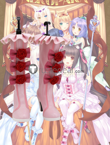 Nekopara Chocola Vanilla Maid Red Pink Blue Cosplay Lolita Shoes Boots