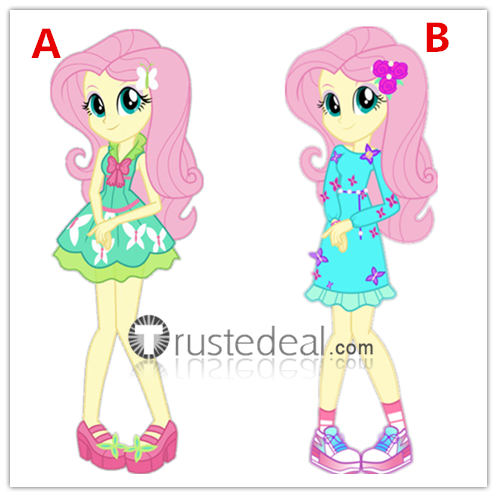 My Little Pony Equestria Girls Fluttershy Blue Green Dress Cosplay Costume