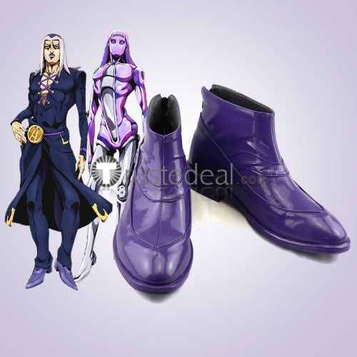 Jojo's Bizarre Adventure Vento Aureo 5 Leone Abbacchio Purple Cosplay Shoes Boots