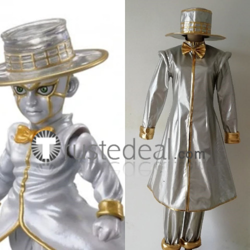 Jojo's Bizarre Adventure Rohan Kishibe Heaven's Door White Silver Cosplay Costumes