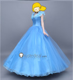 Disney 2015 Film Princess Cinderella Blue Dress Cosplay Costumes