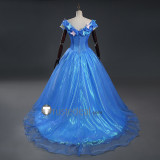Disney 2015 Film Princess Cinderella Blue Dress Cosplay Costumes