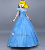 Disney 2015 Film Princess Cinderella Blue Dress Cosplay Costumes