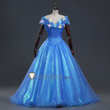 Disney 2015 Film Princess Cinderella Blue Dress Cosplay Costumes