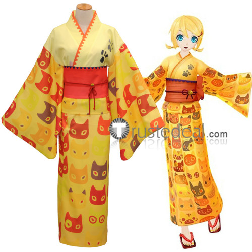 Vocaloid Project DIVA Rin Len Kagamine Kaito Yukata Style Kimono Cosplay Costume