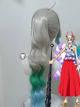 One Piece Yamato Silver Green Ponytail Cosplay Wig