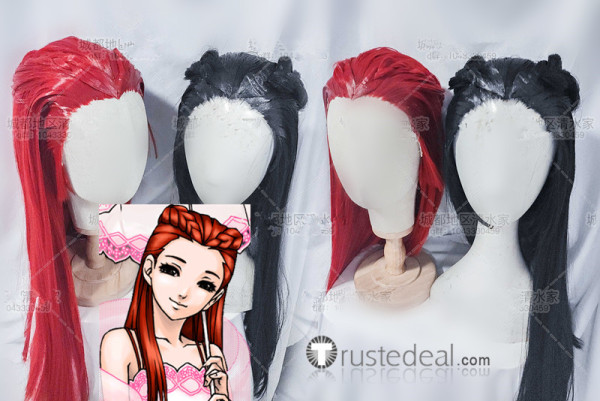 Phoenix Wright Ace Attorney Dahlia Hawthorne Styled Black Red Cosplay Wigs