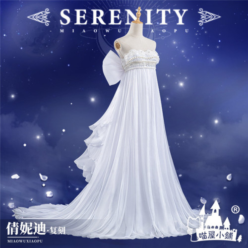Miaowu Meow House Sailor Moon Tsukino Usagi Princess Serenity White Formal Cosplay  Dress