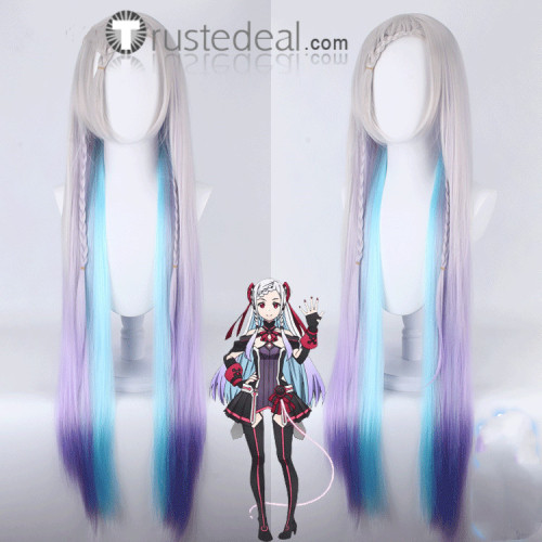 Sword Art Online The Movie Ordinal Scale Singer Yuna Long Silver White Purple Cosplay Wig 100cm
