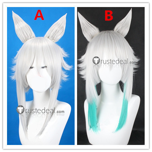 Twin Star Exorcists Sousei no Onmyouji Tatara Silver Purple Green Styled Cosplay Wigs Ears