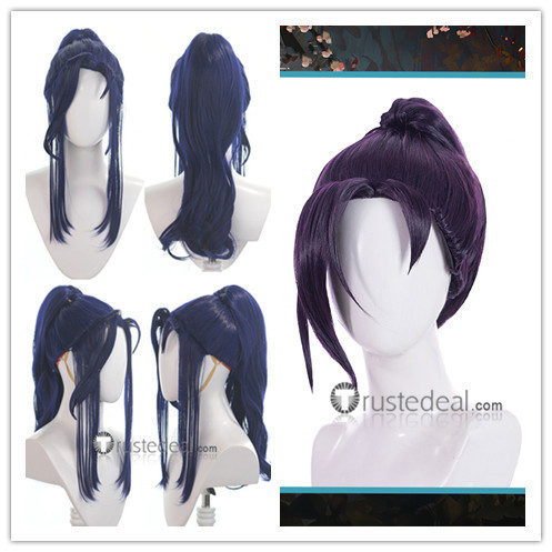 League of Legends LOL Arcane Caitlyn Blue Purple Ponytail Cosplay Wigs
