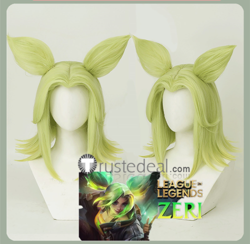 League of Legends LOL The Spark of Zaun Zeri Ears Firefox Ahri Styled Cosplay Wig