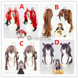 Vtuber Virtual YouTuber Hakos Baelz Natsuiro Matsuri Shishigami Leona Umise Yotsuha Brown Red Ponytails Cosplay Wigs