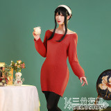 1/3 Delusion SPY x FAMILY Anya Yor Forger Red Black Sweater Daily Dress Cosplay Costumes