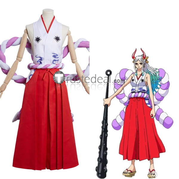 One Piece Oni Princess Yamato Red White Kimono Cosplay Costume