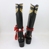 Genshin Impact Shikanoin Heizou Black Brown Cosplay Boots Shoes