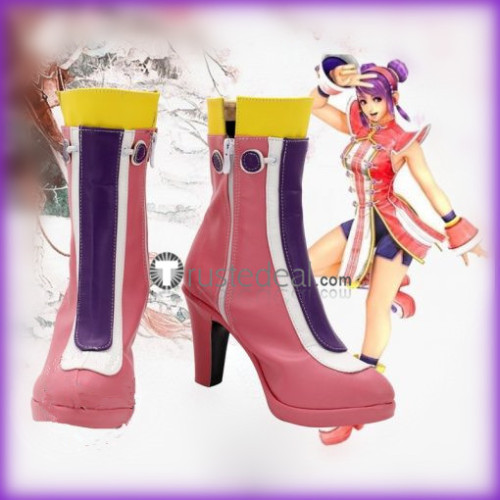 The King of Fighters KOF Athena Asamiya Red Cosplay Boots Shoes