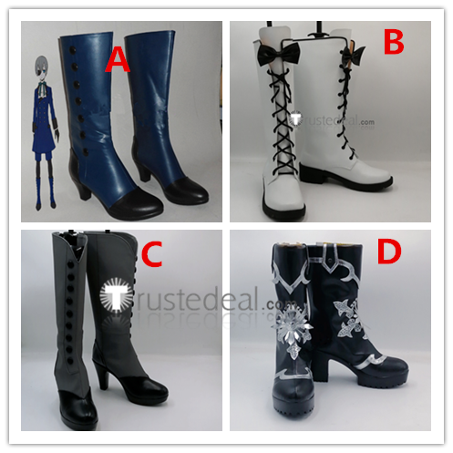 Black Butler Kuroshitsuji Ciel Phantomhive White Black Blue Cosplay Boots Shoes