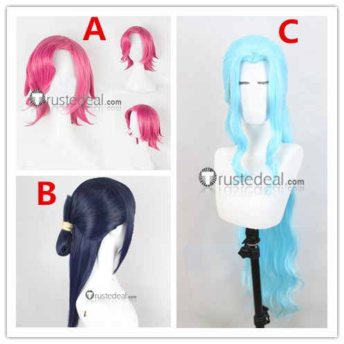 One Piece Tashigi Vinsmoke Reiju Nefertari Vivi Blue Pink Styled Cosplay Wig