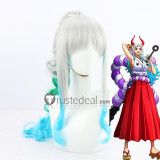 One Piece Yamato Carrot  Blonde Silver Green Ponytail Cosplay Wig