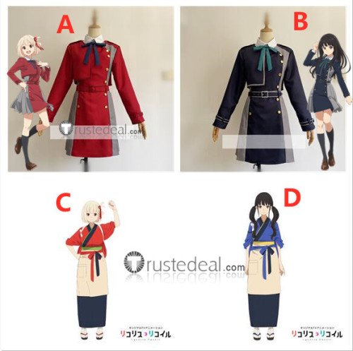 Lycoris Recoil Chisato Nishikigi Takina Inoue Blue Red Uniform Kimono Cosplay Costumes